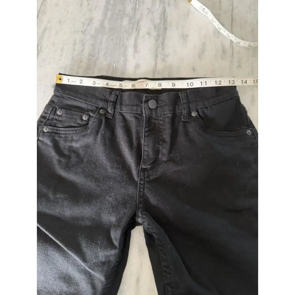 Levis 502 Jeans Boys 14 Reg 27x27 Black Denim Pants Reg Taper Fit Hole in Knee